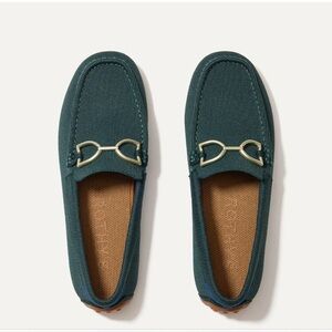 Rothy’s NEW in box! SZ 7.5 Women's Green Drivers Loafers with Gold Accent